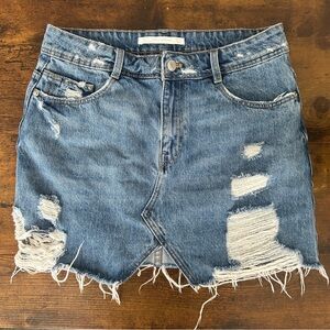 Zara Blue Distressed Mini Skirt